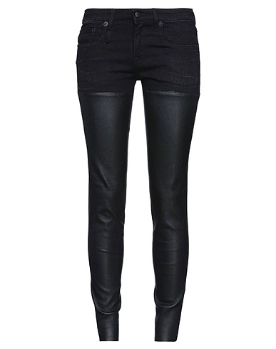 R13 Denim pants Black 74% Cotton, 24% Polyamide, 2% Elastane, Cow leather