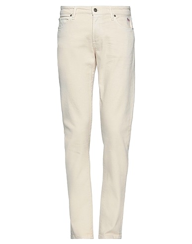 ROŸ ROGER'S Denim trousers Beige 99% Cotton, 1% Elastane