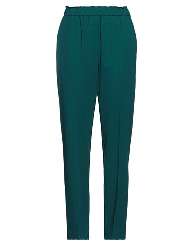 LES COPAINS Casual trouser Emerald green 69% Virgin Wool, 31% Viscose, Acetate, Polyester