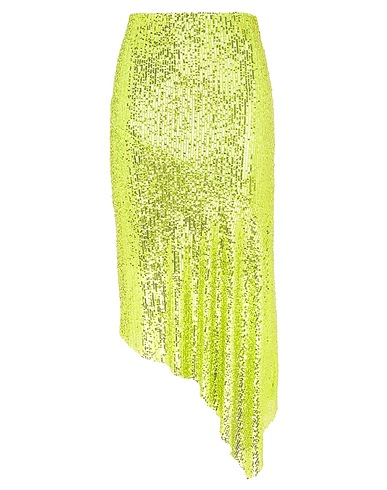8 by YOOX Midi skirt Lime green 93% Polyester, 7% Elastane