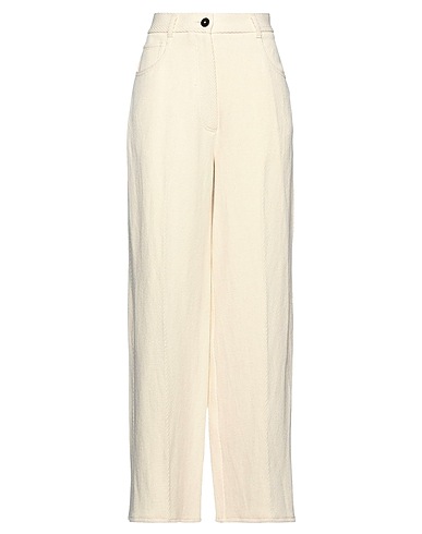 FORTE_FORTE Casual pants Ivory 27% Cotton, 27% Linen, 23% Acrylic, 23% Wool