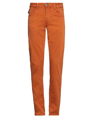 TRAMAROSSA Denim trousers Rust 87% Cotton, 9% Polyester, 4% Elastane