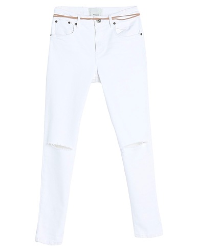 ONE TEASPOON Denim pants White 94% Cotton, 4% Polyester, 2% Elastane