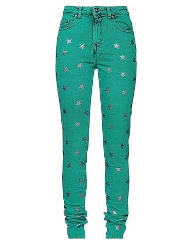 ROSSANO PERINI Denim trousers Green 98% Cotton, 2% Elastane