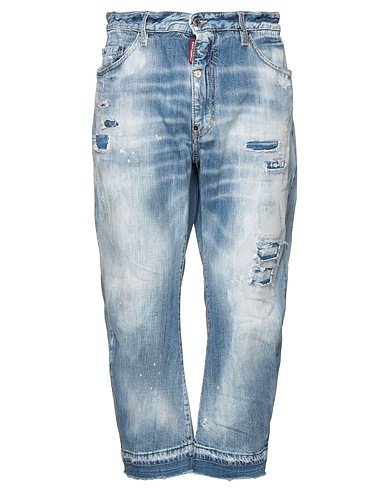 DSQUARED2 Denim trousers Blue 100% Cotton, Polyester, Polyurethane, Plastic, Cow leather