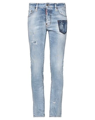 DSQUARED2 Denim pants Blue 98% Cotton, 2% Elastane, Cow leather