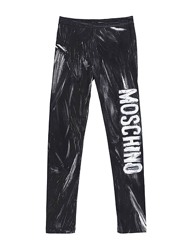 MOSCHINO TEEN Leggings Black 95% Cotton, 5% Elastane