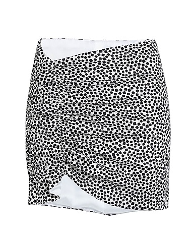 NINEMINUTES Mini skirt MINI GONNA IN RASO STAMPATO
 White 97% Polyester, 3% Elastane