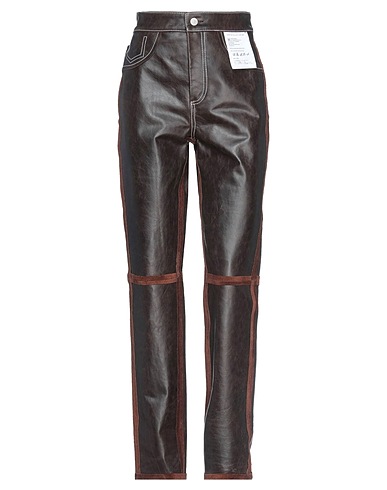 MM6 MAISON MARGIELA 가죽 팬츠 다크 브라운 100% 보바인 가죽