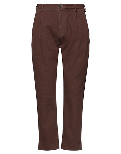 PENCE Denim trousers Brown 80% Cotton, 20% Wool