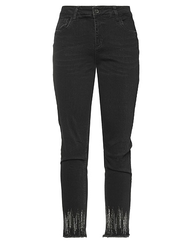 LIU •JO Denim trousers Black 99% Cotton, 1% Elastane