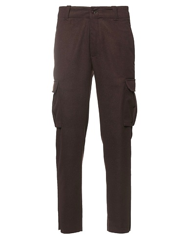 DANIELE ALESSANDRINI HOMME Casual trouser Dark brown 74% Polyester, 25% Viscose, 1% Elastane