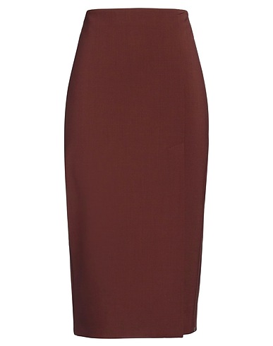 SPORTMAX ミディ丈スカート ブラウン ポリエステル 53% / バージンウール 43% / ポリウレタン 4%