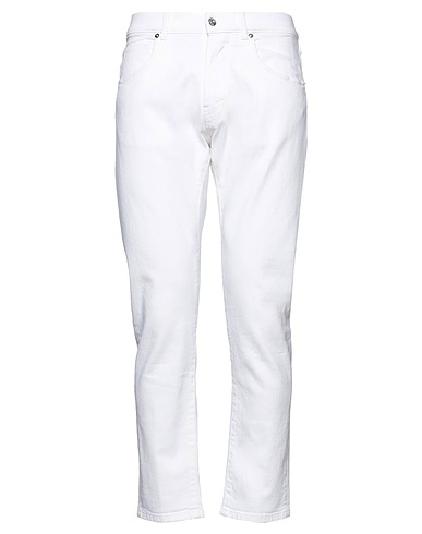 NINE IN THE MORNING Denim trousers Ivory 98% Cotton, 2% Elastane