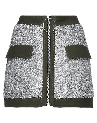 BALMAIN Mini skirt Military green 49% Viscose, 39% Polyester, 12% Polyamide, Cotton, Elastane
