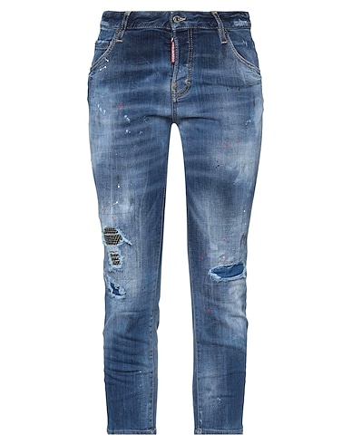 DSQUARED2 Baggy Blue 92% Cotton, 6% Elastomultiester, 2% Elastane, Cow leather, Brass