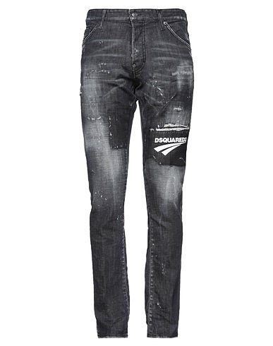 DSQUARED2 Pantaloni jeans Nero 98% Cotone, 2% Elastan, Pelle di bovino