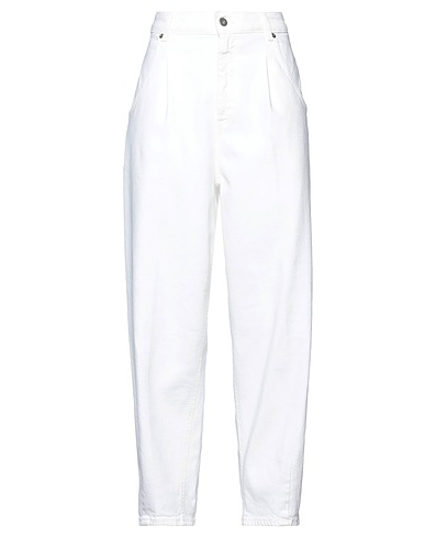DONDUP Denim trousers White 98% Cotton, 2% Elastane