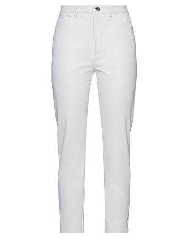 PINKO Casual trouser White 100% Polyester, Polyurethane coated