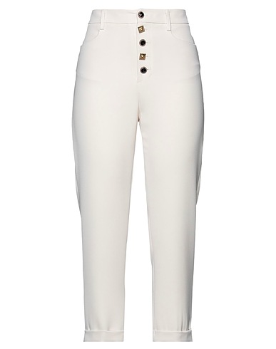 1-ONE Casual pants Beige 94% Polyester, 6% Elastane