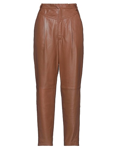 DONDUP Pantalon Marron 100% Cuir d'agneau