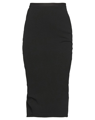 RICK OWENS Midi skirt Black 64% Cotton, 34% Viscose, 1% Elastane, 1% Polyamide