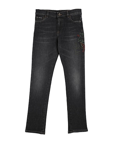 DOLCE&GABBANA Denim pants Charcoal 83% Cotton, 16% Acrylic, 1% Elastane, Calfskin