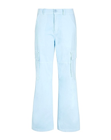 8 by YOOX Pantalone ORGANIC COTTON CARGO PANTS Celeste 100% Cotone
