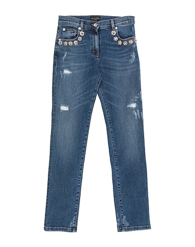 DOLCE & GABBANA Denim trousers Blue 97% Cotton, 3% Elastane, Brass, Crystal