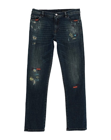 DOLCE&GABBANA Denim trousers Blue 98% Cotton, 2% Elastane, Bovine leather