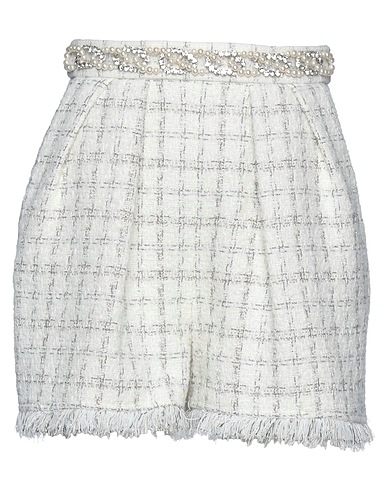 ELISABETTA FRANCHI Shorts & Bermuda Ivory 49% Cotton, 21% Polyester, 15% Acrylic, 9% Virgin Wool, 6% Other Fibres