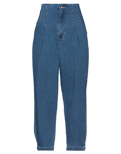 WHITE WISE Denim trousers Blue 93% Cotton, 6% Polyester, 1% Elastane