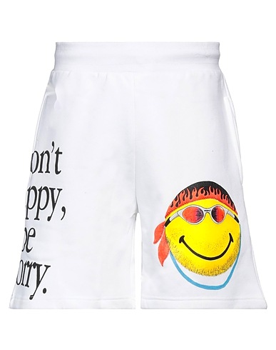 MARKET Shorts & Bermudas SMILEY DON'T HAPPY, BE WORRY SWEATSHORTS Weiß 100% Baumwolle