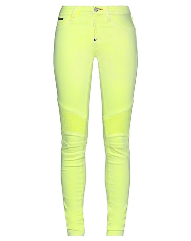 PHILIPP PLEIN Denim pants Lime green 92% Cotton, 6% Elastomultiester, 2% Elastane