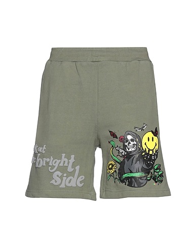 MARKET Shorts & Bermuda SMILEY LOOK AT THE BRIGHT SIDE SWEATSHORTS Military green 100% Cotton