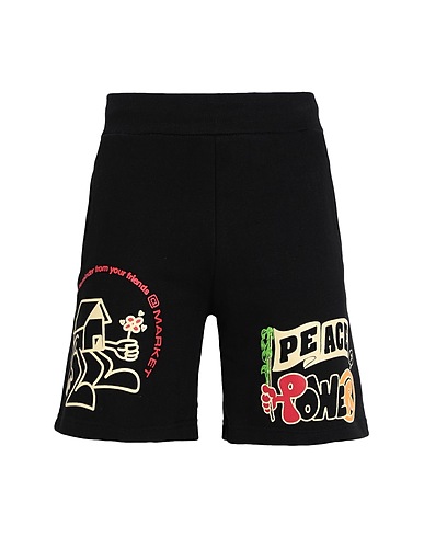MARKET Shorts & Bermuda PEACE AND POWER SWEATSHORTS Black 100% Cotton
