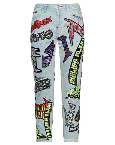 PHILIPP PLEIN Denim trousers Blue 100% Cotton, Polyester