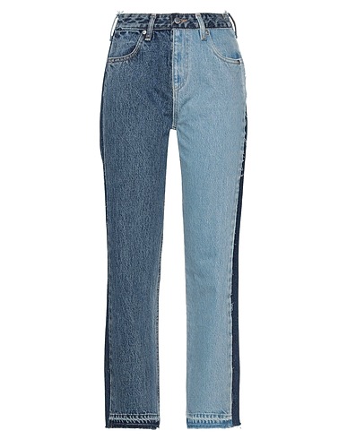 REDValentino Denim trousers Blue 100% Cotton, Cow leather