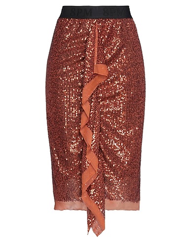 8PM Midi skirt Brown 93% Polyester, 7% Elastane, Polyamide