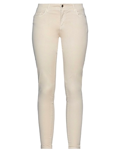 BLUE LES COPAINS Casual trouser Beige 97% Cotton, 3% Elastane