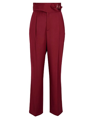 8 by YOOX Casual pants HIGH-WAIST BELTED PLEAT FRONT PANTS
 Burgundy 63% Polyester, 34% Viscose, 3% Elastane