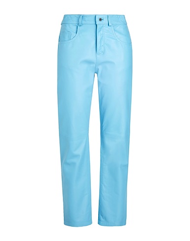 8 by YOOX Casual pants LEATHER STRAIGHT LEG PANTS
 Turquoise 100% Lambskin