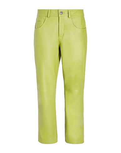 8 by YOOX Casual trouser LEATHER STRAIGHT LEG PANTS
 Light green 100% Lambskin