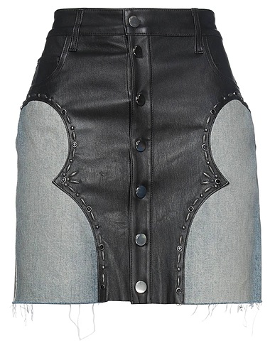 AMIRI Denim skirt Blue 100% Cotton, Leather