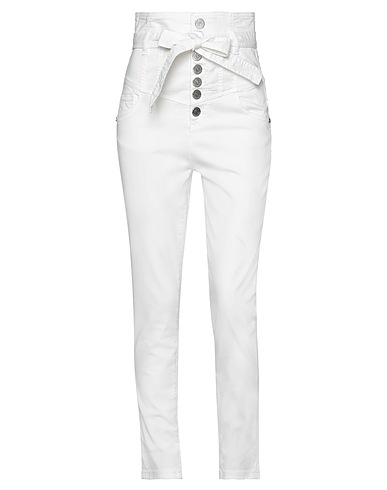 GAëLLE Paris Casual pants White 96% Cotton, 4% Elastane