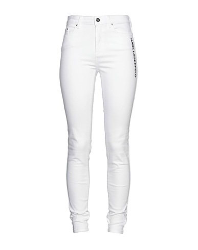 KARL LAGERFELD Denim trousers White 90% Cotton, 8% Elastomultiester, 2% Elastane