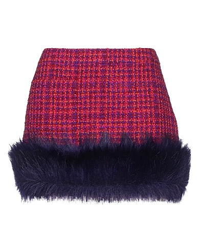 SAINT LAURENT Minifalda Morado oscuro 69% Lana, 22% Lana mohair, 9% Poliamida, Modacrílico, Poliéster