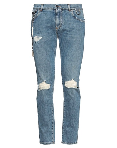 DOLCE&GABBANA Denim trousers Blue 98% Cotton, 2% Elastane, ABS - Acrylonitrile Butadiene Styrene, Brass, Zamak