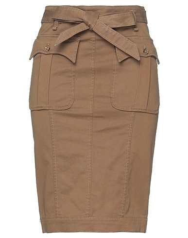 MANILA GRACE Denim skirt Khaki 98% Cotton, 2% Elastane