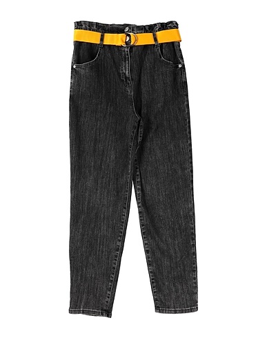 GAIALUNA Denim trousers Black 73% Cotton, 25% Polyester, 2% Elastane